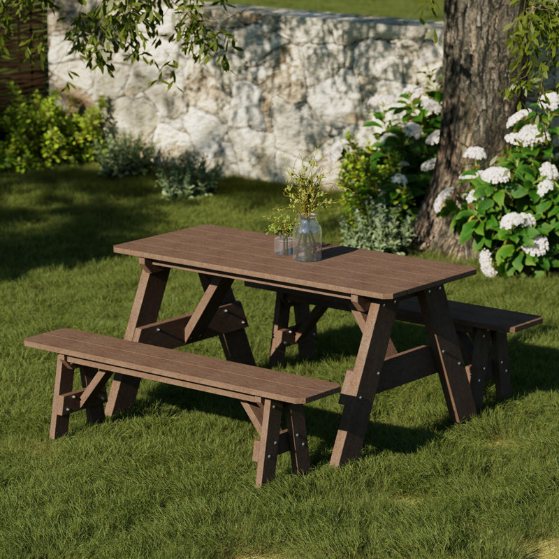 Table de pique-nique 72 po avec bancs détachés Heritage, Brun Tudor