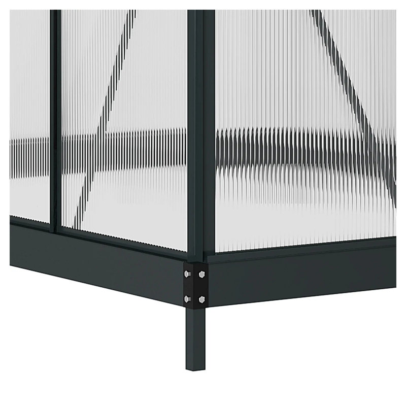 Serre grise en aluminium gris avec panneaux en polycarbonate, 6,2 pi x 8,3 pi x 6,6 pi