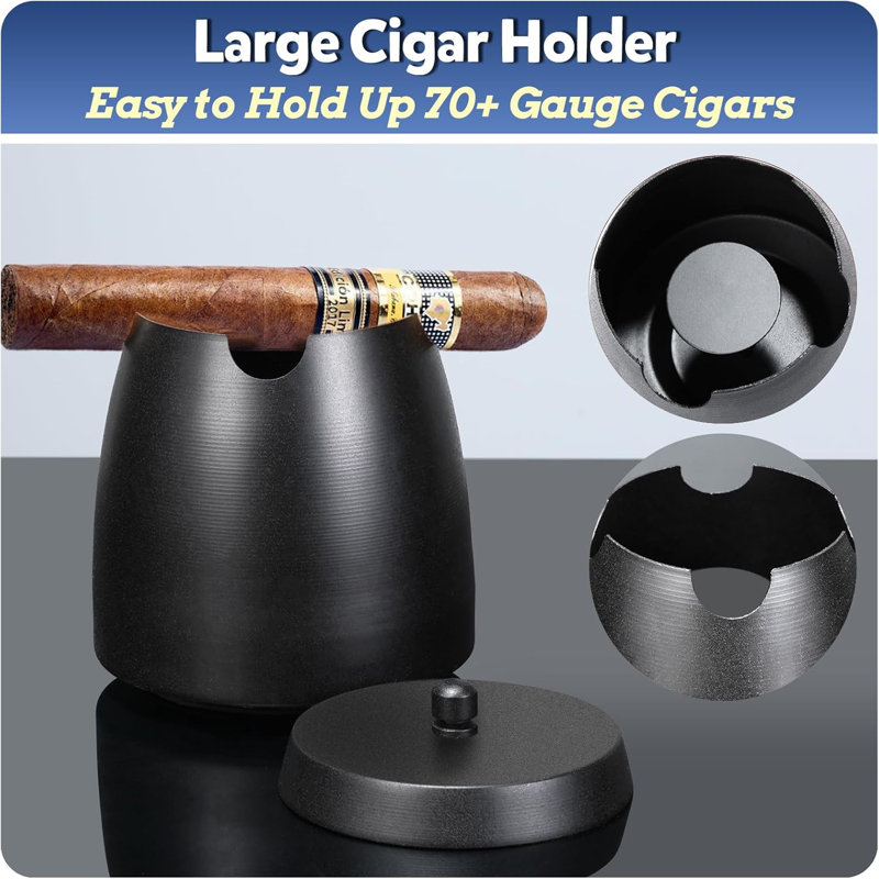 Cendrier noir à cigares avec 4 cigares