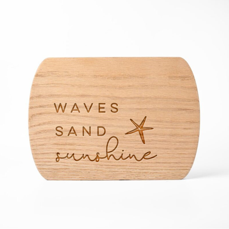 Waves Sand Sunshine 8 x 11 Redwood Oval Cutting Board, Redwood