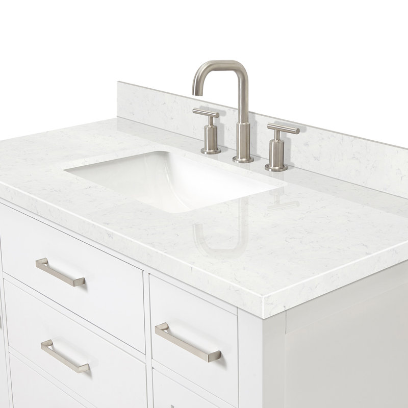 4_ARIEL Bristol 42 Single Sink Bathroom Vanity with Carrara White Quartz, White, 48"