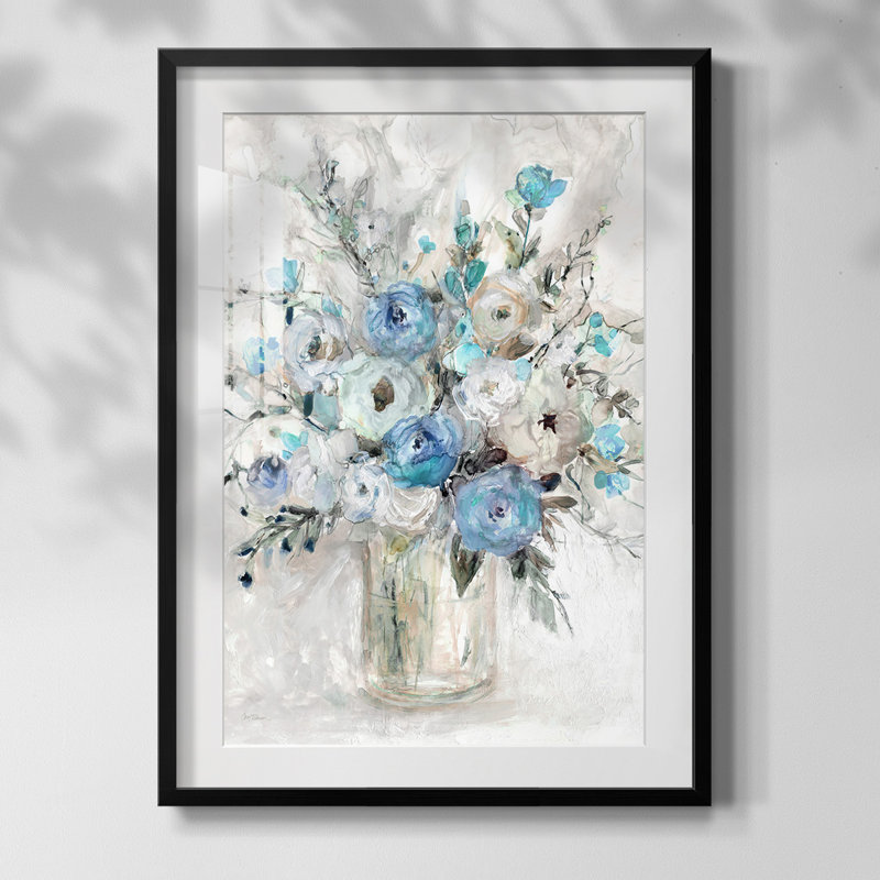 «Emerald Ice I», reproduction encadrée, Blanc, Papier avec cadre noir