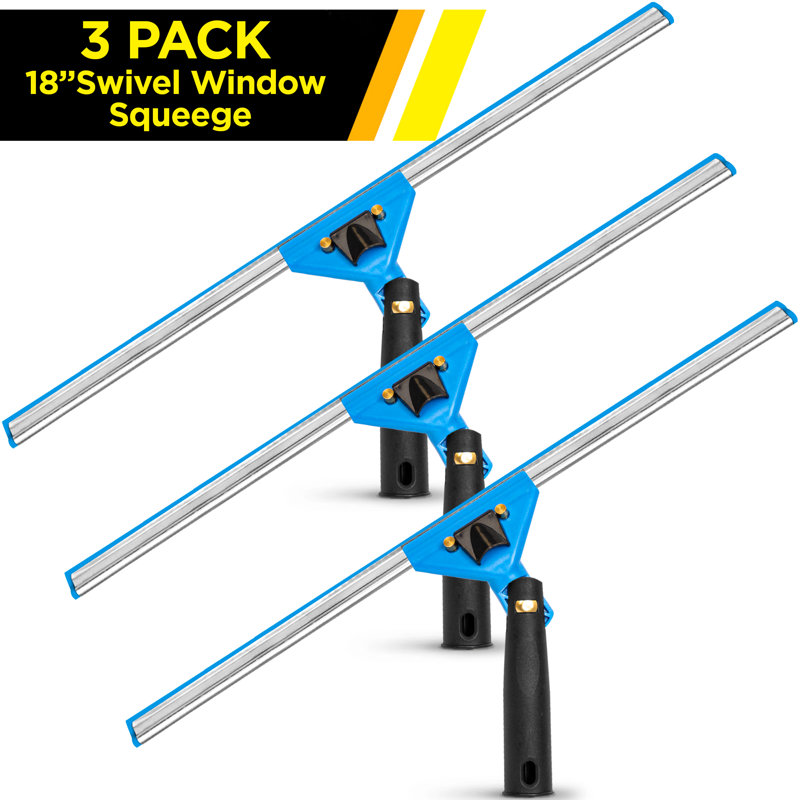 Swivel Window Squeegee with Quick Release, 3 Pack, 5" L x 18" W x 1" D