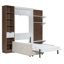 Lit escamotable double avec armoire de rangement, étagères ouvertes et port USB, façade de canapé large, panneau imprimé paysage de montagne, lit mural gain de place pour chambre à coucher