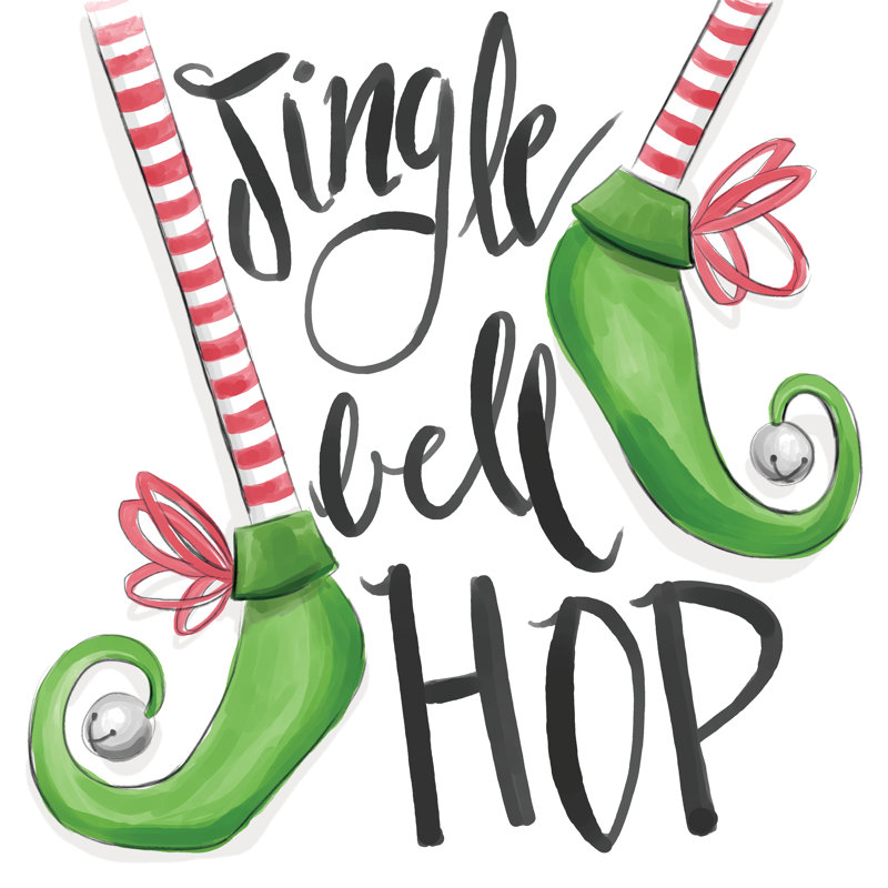 Jingle Bell Hop Socks - Wrapped Canvas Print, 30cm H x 30cm W