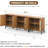 90.5" Walnut Rattan Buffet Sideboard with 6 Doors – Large Mid-Century Modern Storage Cabinet for Kitchen, Living & Dining Room-923017626-923017620