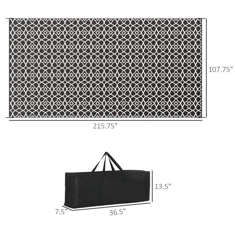 Tapis d'extérieur réversible pour camping-car avec sac de transport