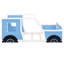 Lit simple en forme de voiture avec roues, bois de pin bleu et pour une chambre à coucher confortable-1429351583-1429351576