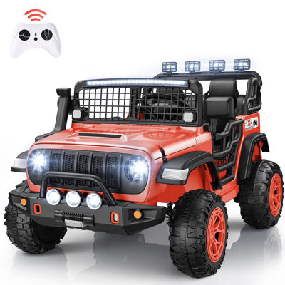 Voiture électrique 2 places 24 Volt pour enfants, 400 W avec autos avec télécommande, véhicule avec Bluetooth, musique, affichage de puissance, haute / basse vitesse, contrôle de la lumière, suspension, rouge