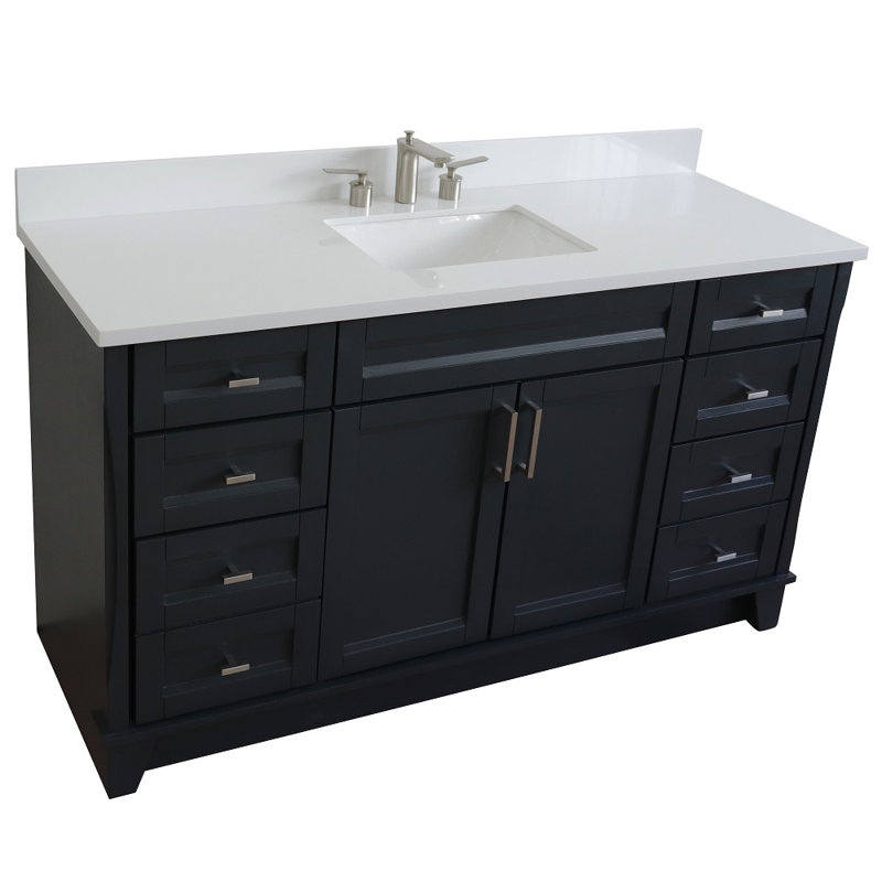Ensemble de meuble-lavabo simple 61 po Dagh, Quartz blanc