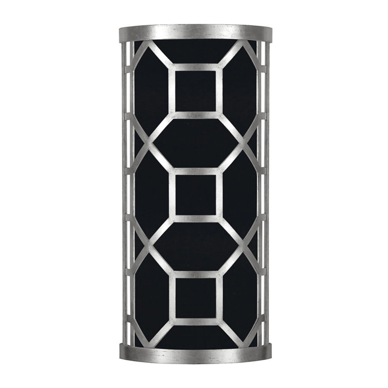 Allegretto Filigree Black and Silver Leaf 2-Light Wall Sconce