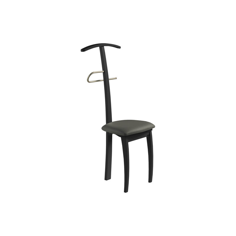 Erich Solid Wood Iron Freestanding Valet Stand, Black