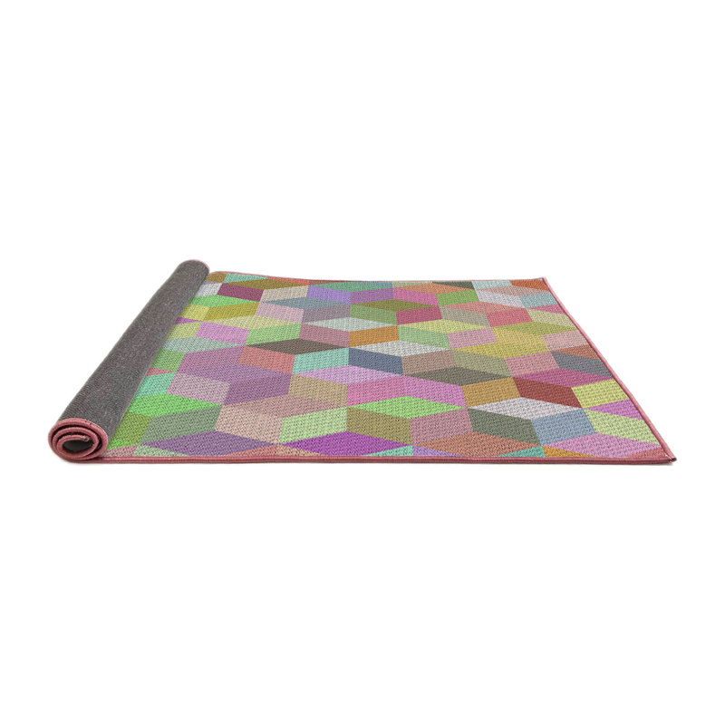 Tapis décoratif vert géométrique roepke, Rond 8 pi