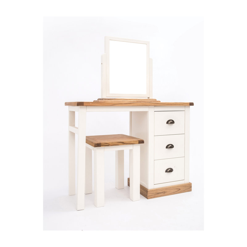 Mirabelle Dressing Table with Mirror, Waxed Oak