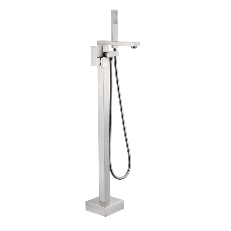 Robinet de baignoire monocommande à fixation au sol, Nickel brossé