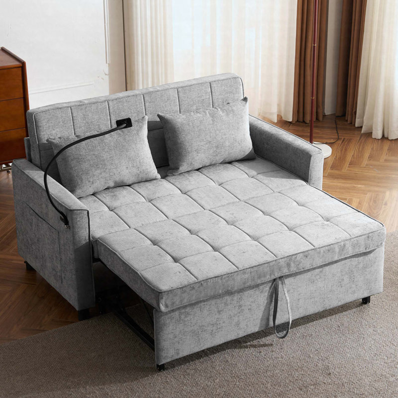 Loveseat Sofa Pull-Out Sofa Bed Sleeper Sofa, Gray