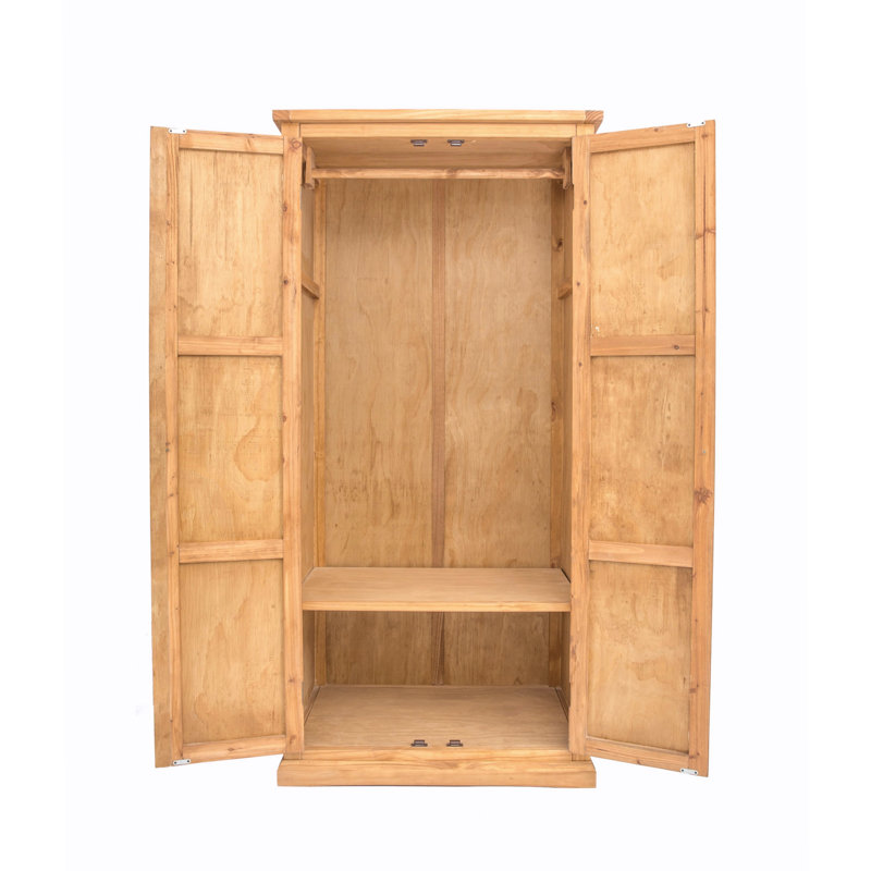 Tipton 2 Door Solid + Manufactured Wood Wardrobe, Waxed