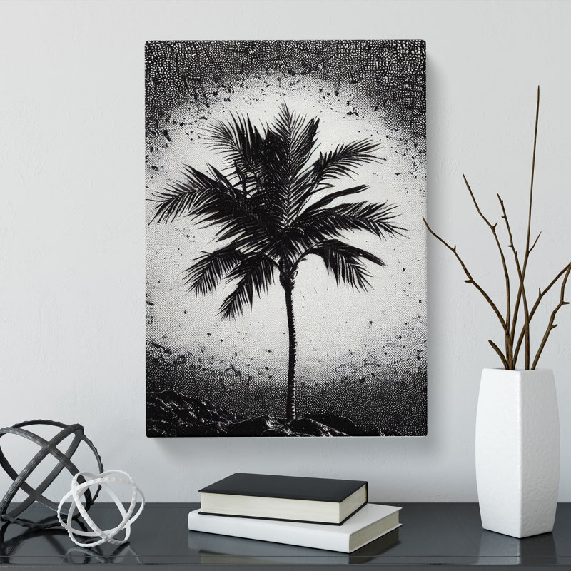 Palm Tree Stippling - Wrapped Canvas, 60cm H x 40cm W x 3cm D