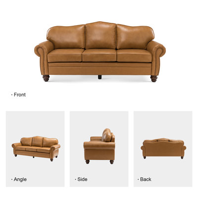 Eugene 81" Traditional Genuine Leather Sofa