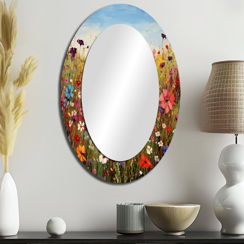 Manderly - Miroir floral en métal, 36 po x 24 po