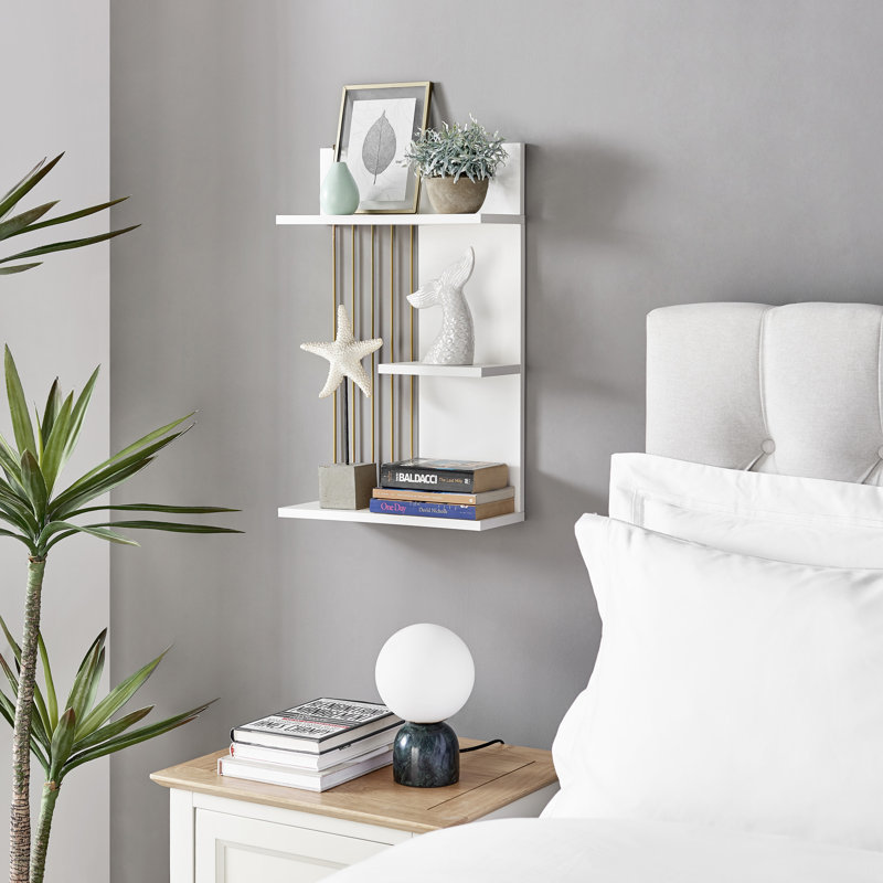 Badiah 3-Level Tiered Shelf Unit, White/Gold