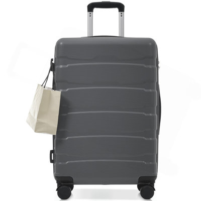 Valise 24 po Hardshell ABS à carreaux, valise de voyage extensible durable avec roulettes pivotantes, verrou TSA