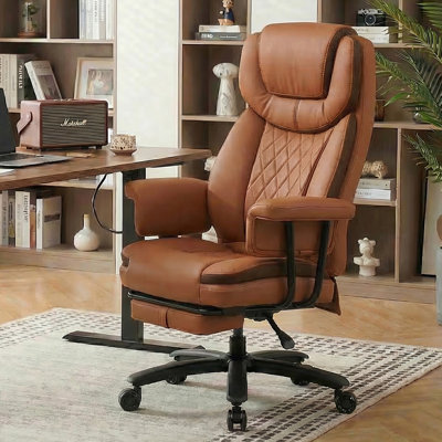 Fauteuil de direction double et grand 500LBS, fauteuil de bureau inclinable à 165 ° avec repose-pieds et roues en caoutchouc silencieuses