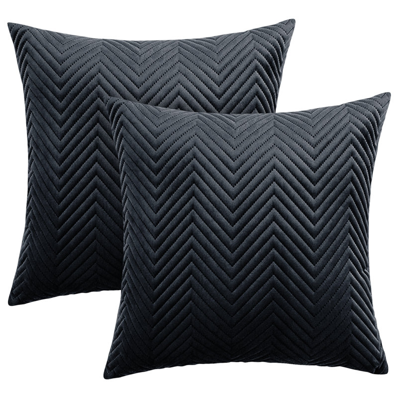Aspire Homeware Embossed Square Velvet Cushion Cover, Black, Pack of 2