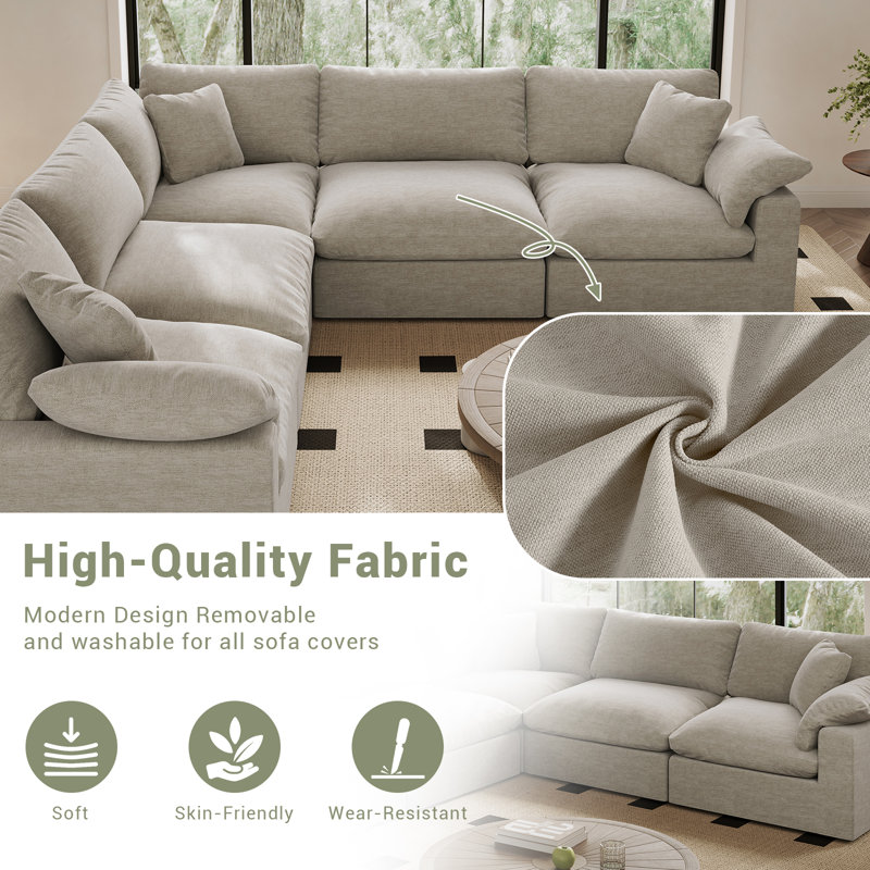 Canapé modulaire surdimensionné Cloud, Light Grey Polyester