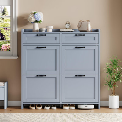 Armoire à chaussures avec 4 tiroirs rabattables et 2 tiroirs supérieurs