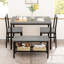Dining Table Set For 4, With Bench & 2 Chairs-1952102700-1952102699