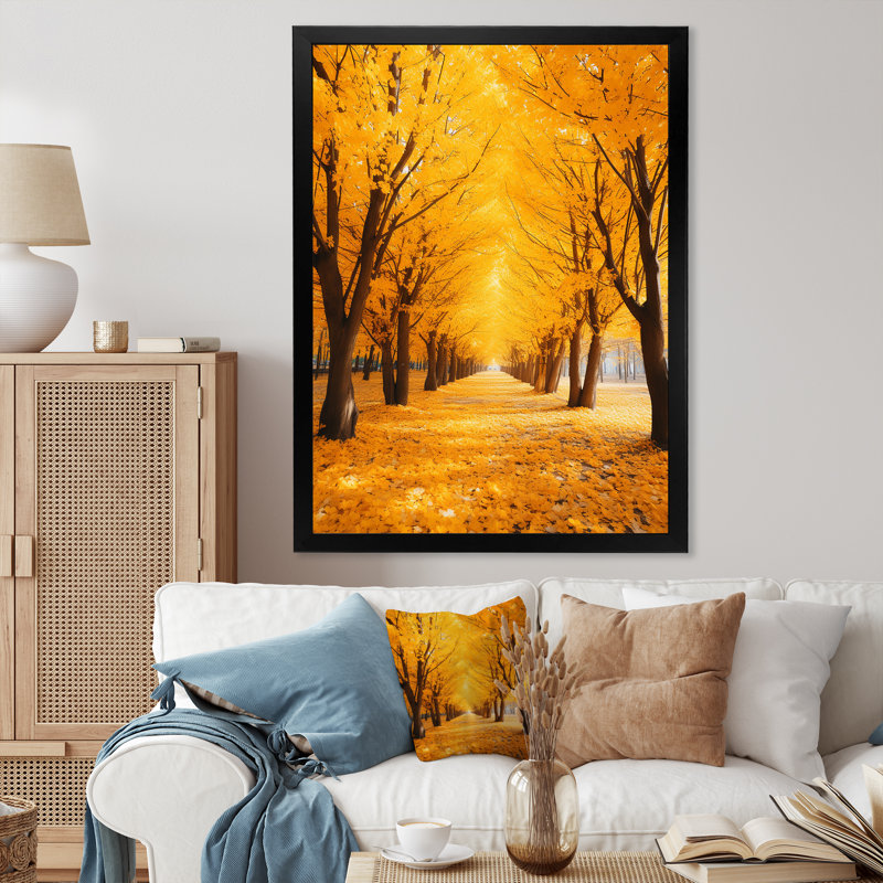 «Tree Golden Autumn Canopy I», reproduction sur toile, Cadre photo noir, H 44 po x l 34 po x P 1,5 po