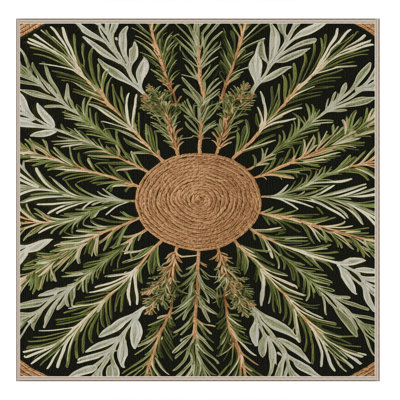 Tapis botanique brun lavable à la machine