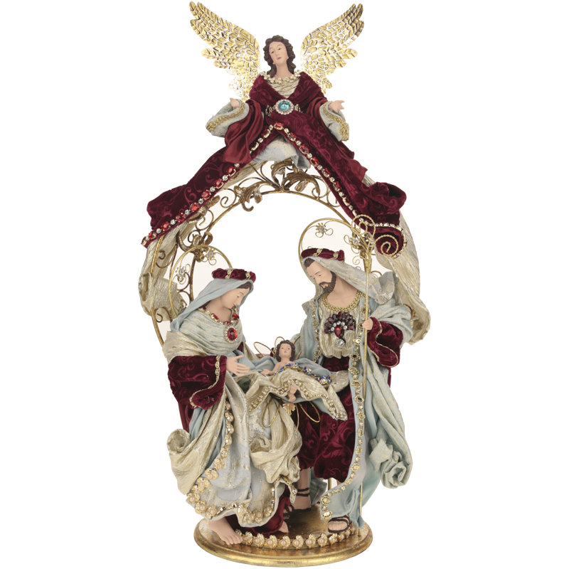Holy Family With Angel On Creche