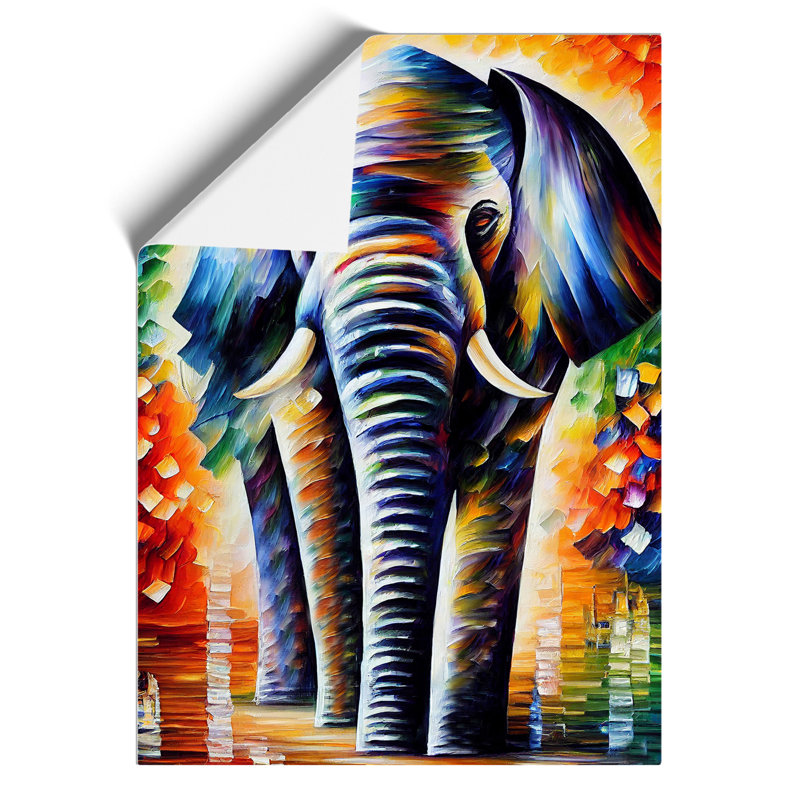 Colourful Elephant No.3 - Wall Art, Paper, 59.4cm H x 42cm W, No Matte