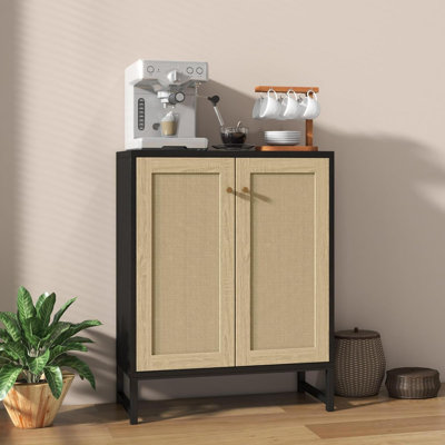 Rattan Decorated 2 Doors Storage Cabinet Accent Cabinet Living Room Cupboard Kitchen Sideboard Buffet Table (Natural) -  Bayou Breeze, D5FAD5A889EC4E80BE342FE8D2588028