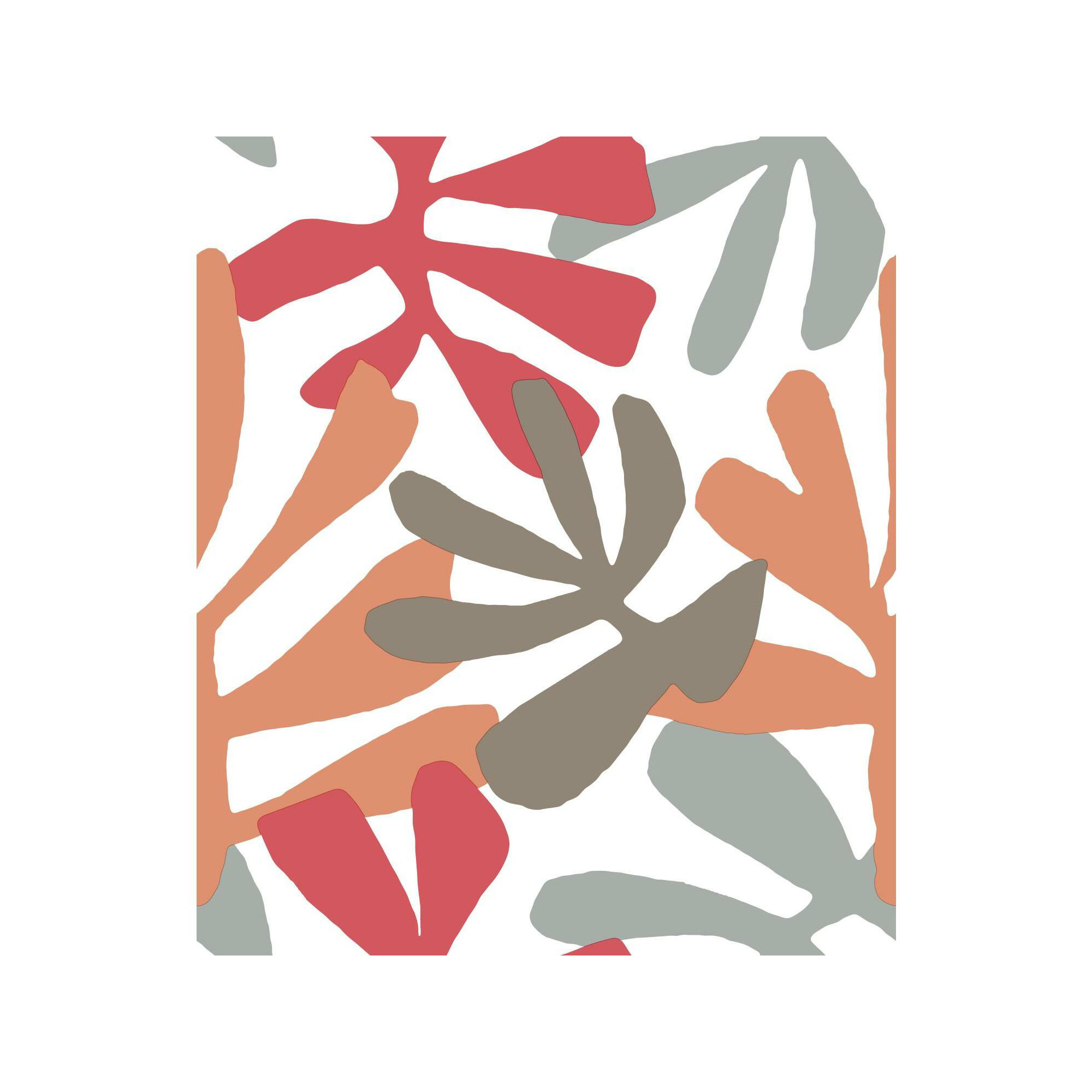 Peel & Stick Floral Wallpaper, Coral/Beige