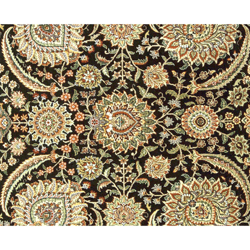 Hand Knotted Wool Area Rug in Black And Wine
