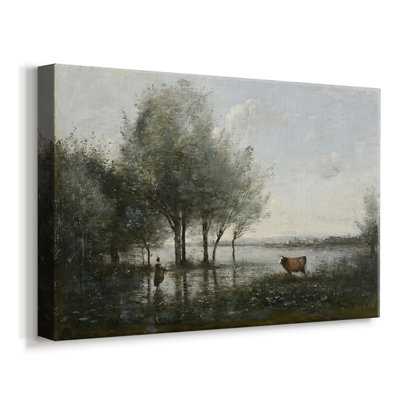 Paysage inondé avec une vache-Jean-Baptiste-Camille Corot-Gallery, toile tendue-c. Milieu du 19e siècle