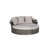 5 Pieces Outdoor Patio Round Daybed Furniture,Wicker Conversation Set With Retractable Canopy, Soft Cushions, And Storable Table For Leisure In Porch Backyard