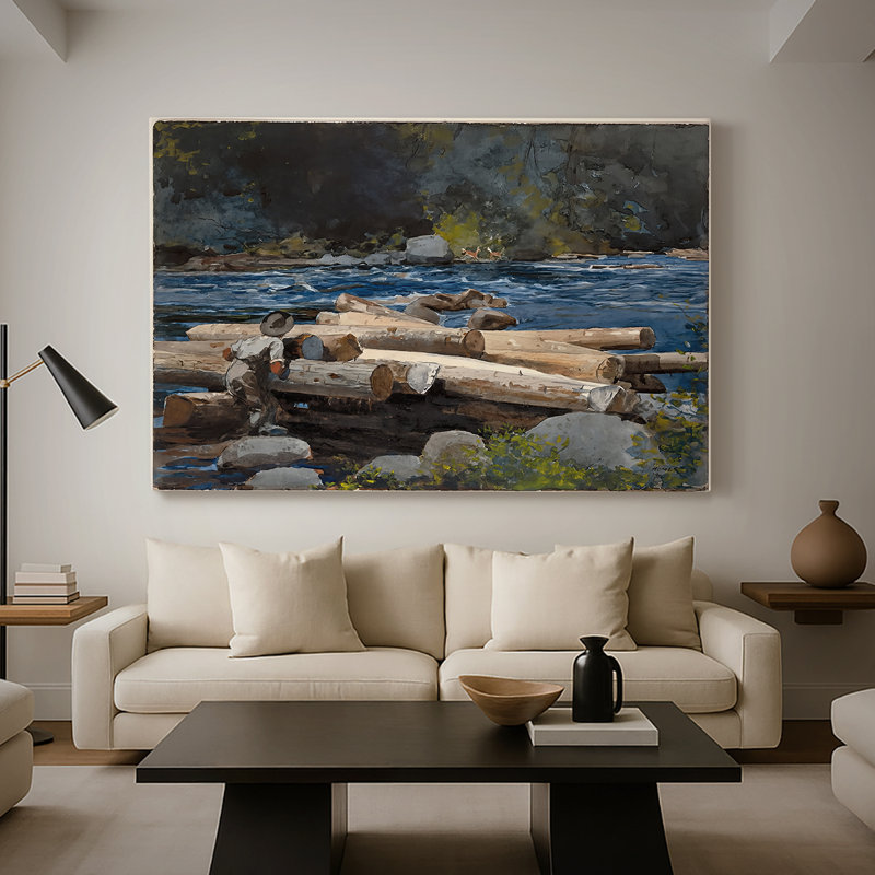 Hudson River, Logging-Winslow Homer-Gallery, toile tendue - 1897, 40 po x 60 po