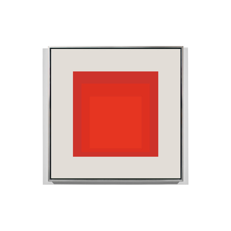 Square Series - rouge, Encadrement argenté, L 41 po x H 41 po