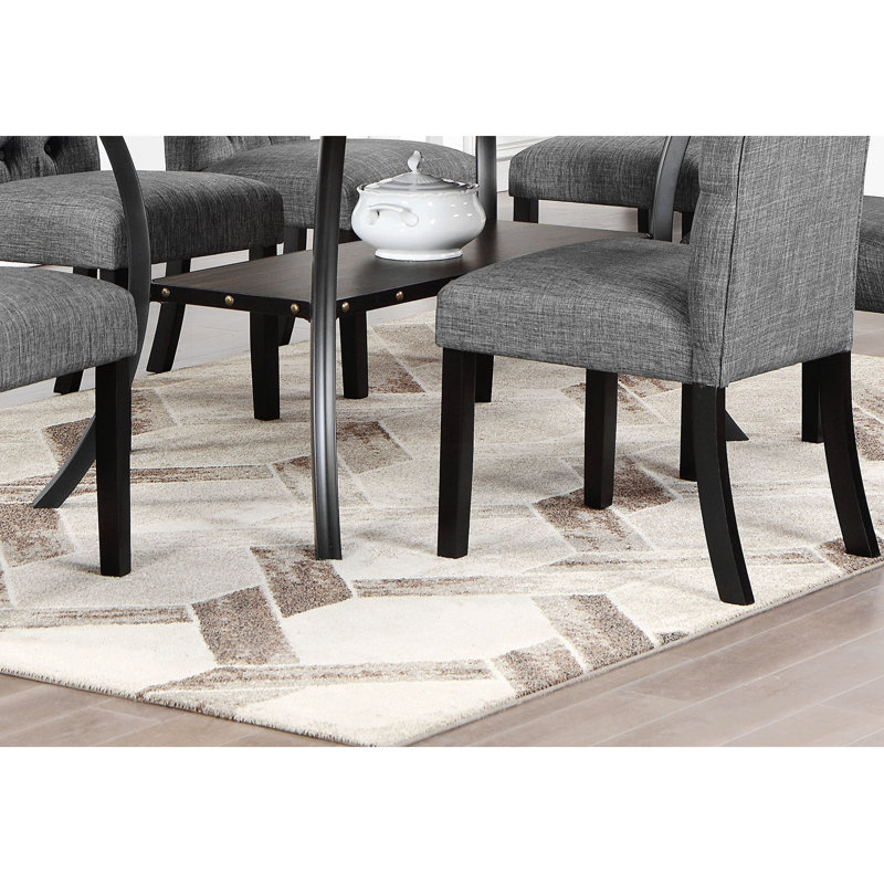 Ensemble de salle à manger moderne et classique en bois naturel Table de salle à manger ronde 4X Chaises d'appoint en tissu gris anthracite