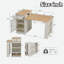 Îlot de cuisine avec table de salle à manger extensible, rangement double face, 2 tiroirs, prise de courant et tablettes latérales ouvertes