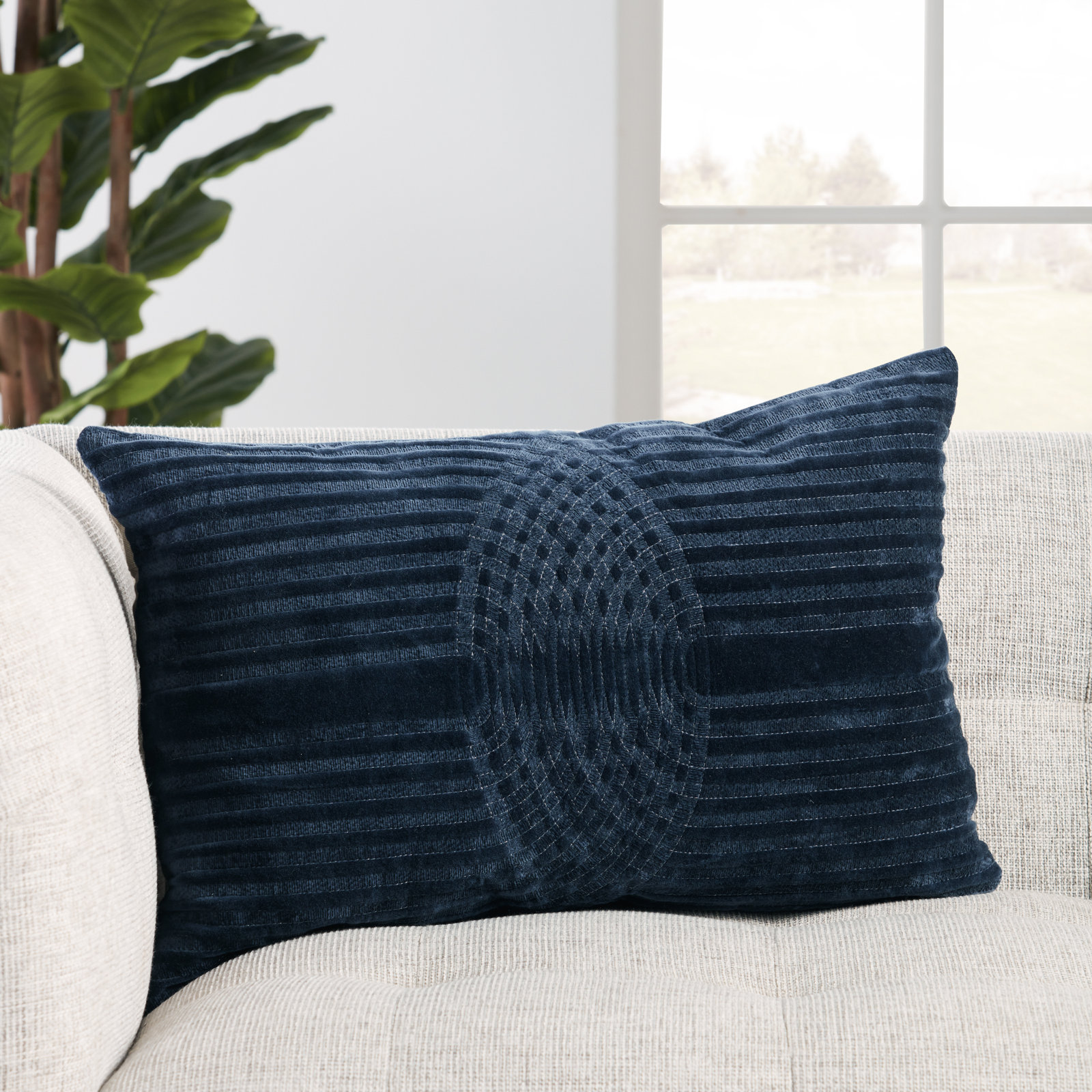 Deco 24" x 16" Throw Pillow, Polyester/Polyfill, Navy