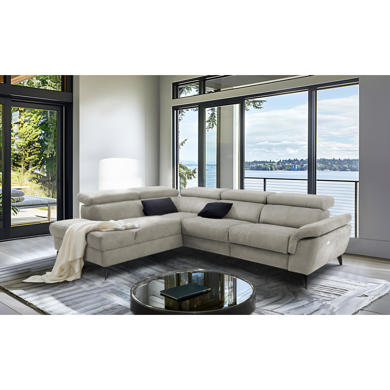Mirano Imitating Leather Fabric Electric Reclining Corner Sofa , Beige, Left Hand Facing