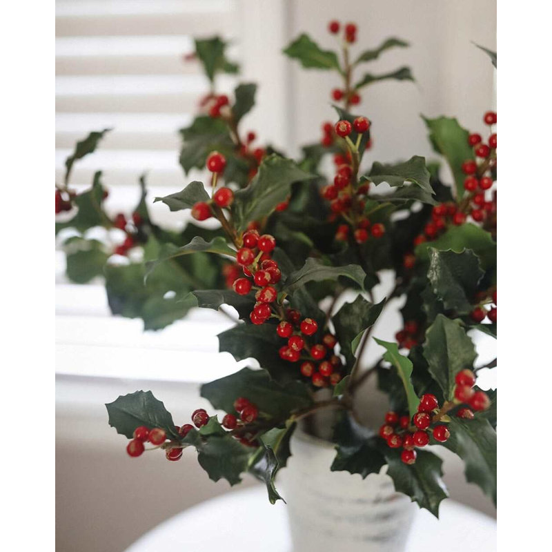 Artificial Holly with Berries 25"