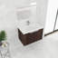 Meuble-lavabo moderne, 30 po, lavabo en résine, portes, fixation murale, lavabo rayé, portes à fermeture en douceur et poignée en métal anticorrosion, look, rayure, contreplaqué