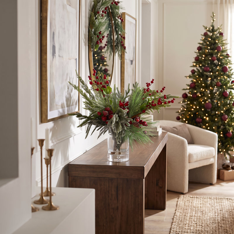Evergreen and Berry Holiday Arrangement