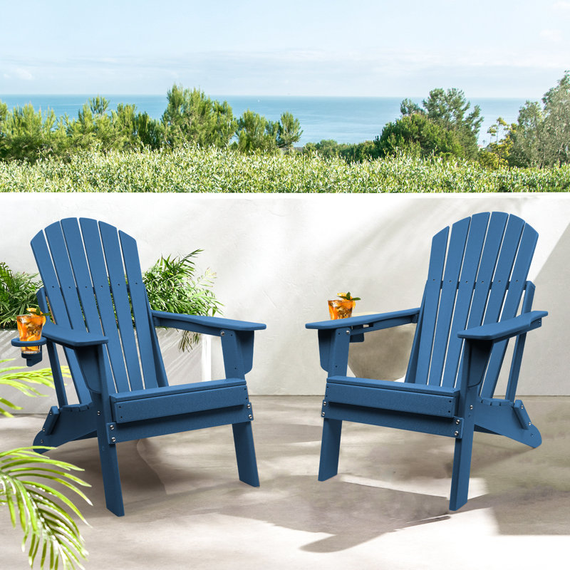 Carbondale Foldable Outdoor Adirondack Chair, Navy Blue